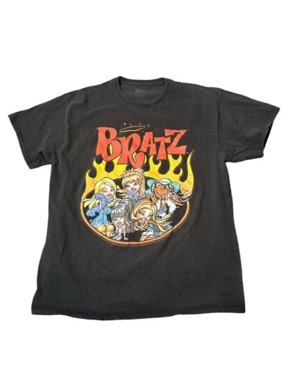 Bratz XL Graphic T-Shirt Cotton Rock Angels Flame Tee Early 2000s Girly Glam